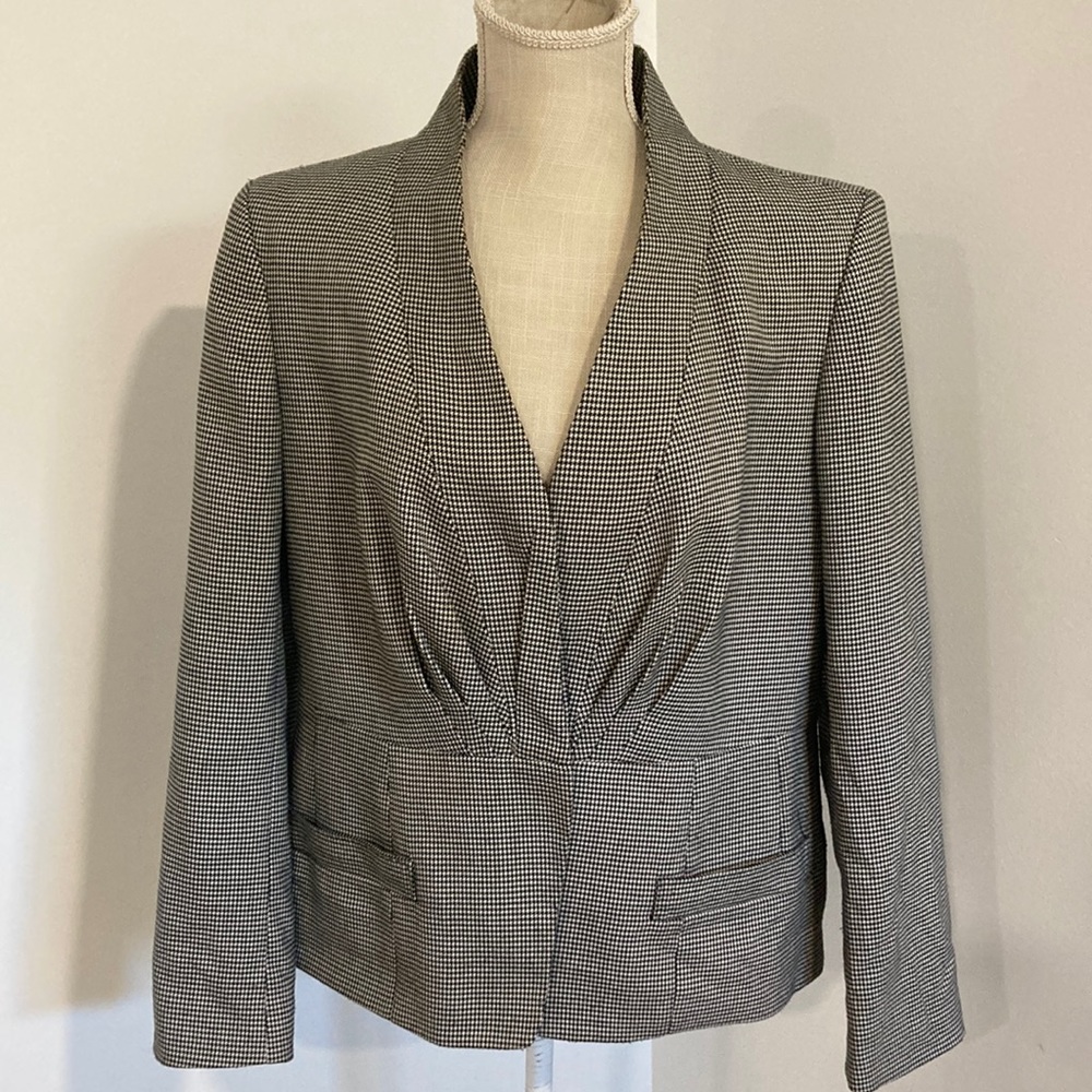 Anne Klein Classic houndstooth shock collar jacket 14